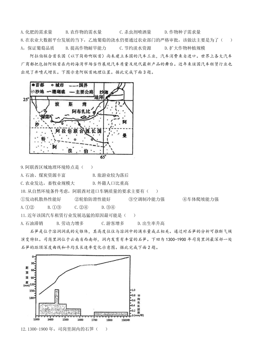 河北省衡水市泰华中学2023-2204学年高二上学期期末考试地理试题（含答案）