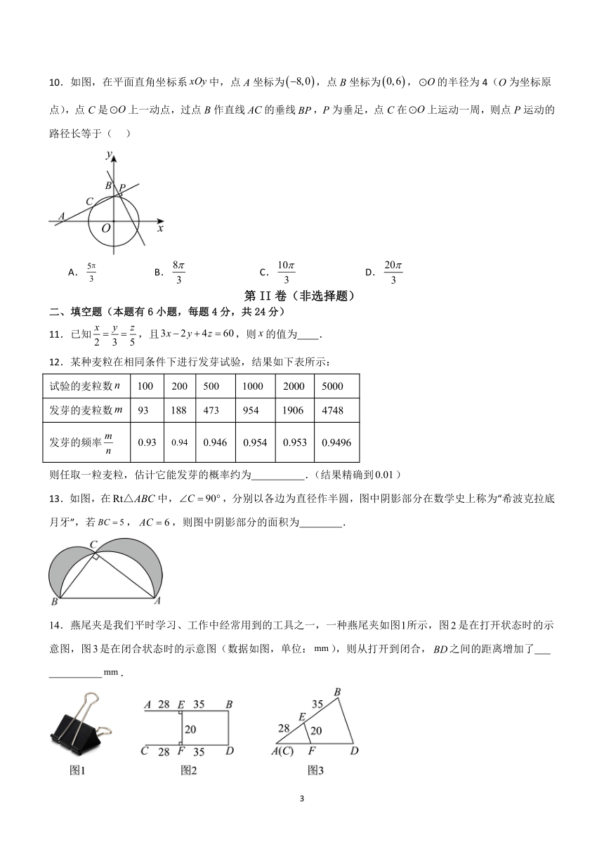 浙江省舟山市定海区金衢山五校联考2023-2024学年九年级下学期开学考试数学试题（含答案）