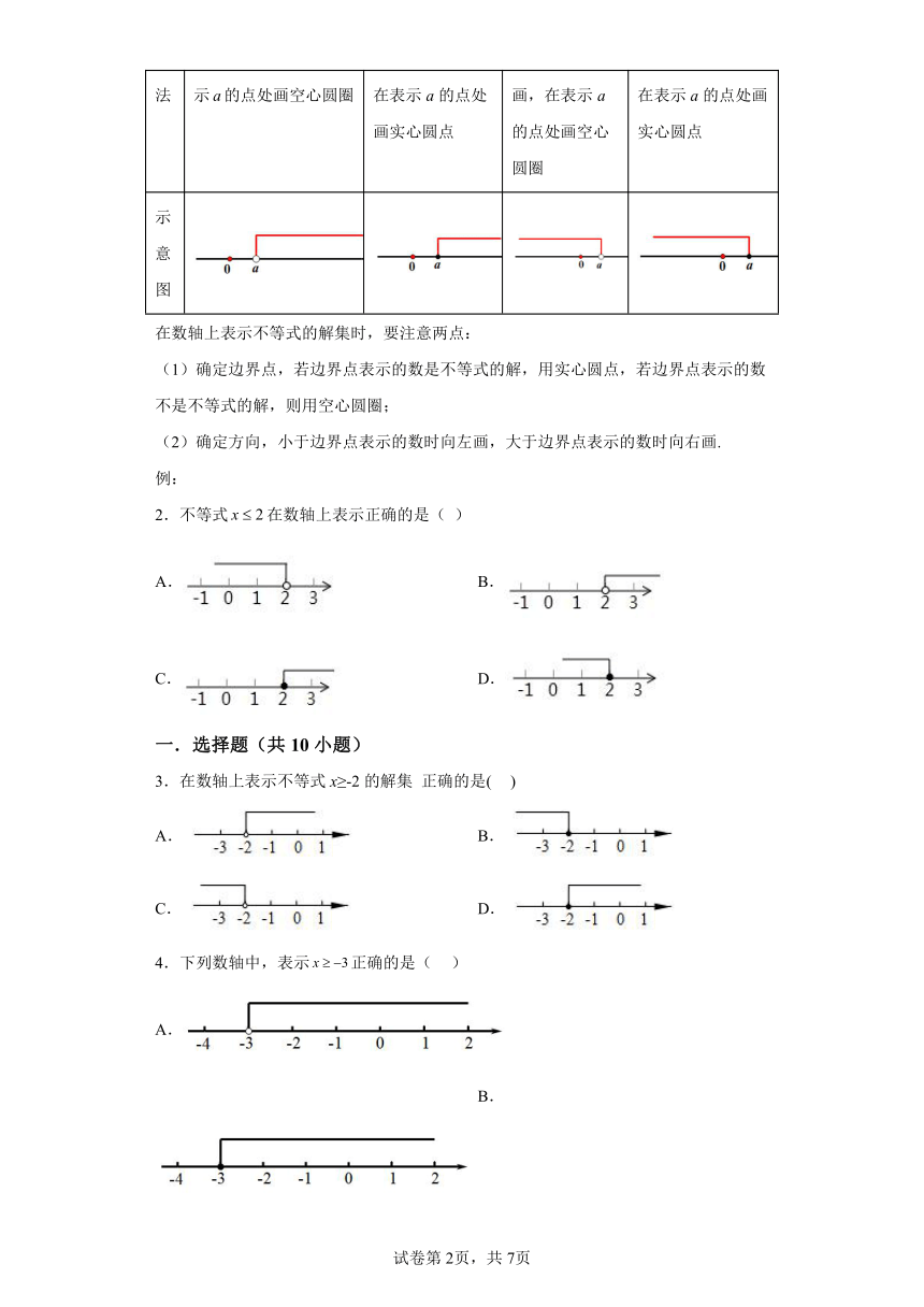 11.2不等式的解集 苏科版七年级下册数学同步讲义（含解析）