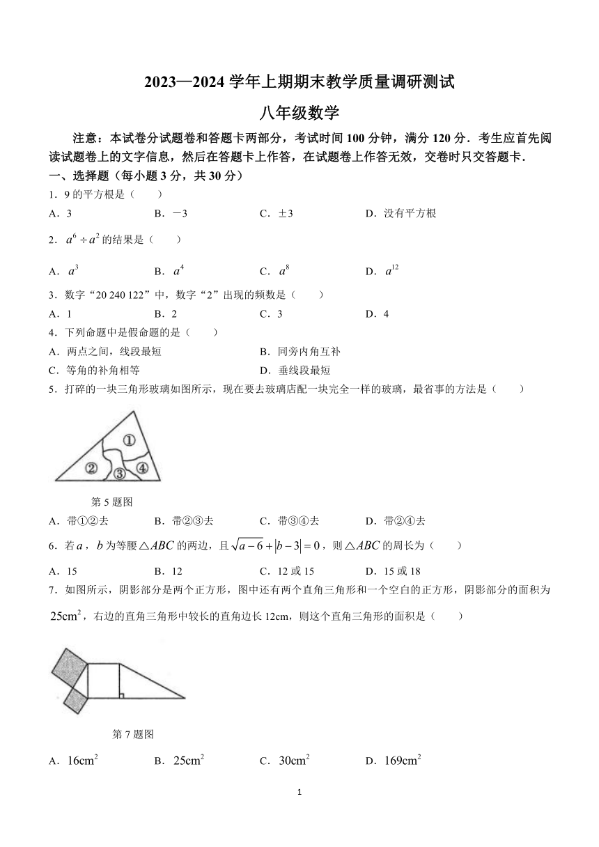 河南省鹤壁市2023-2024学年八年级上学期期末数学试题(含答案)