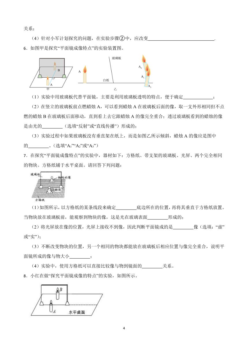 光学实验题1 2023-2024学年人教版九年级物理寒假 培优作业（含答案）