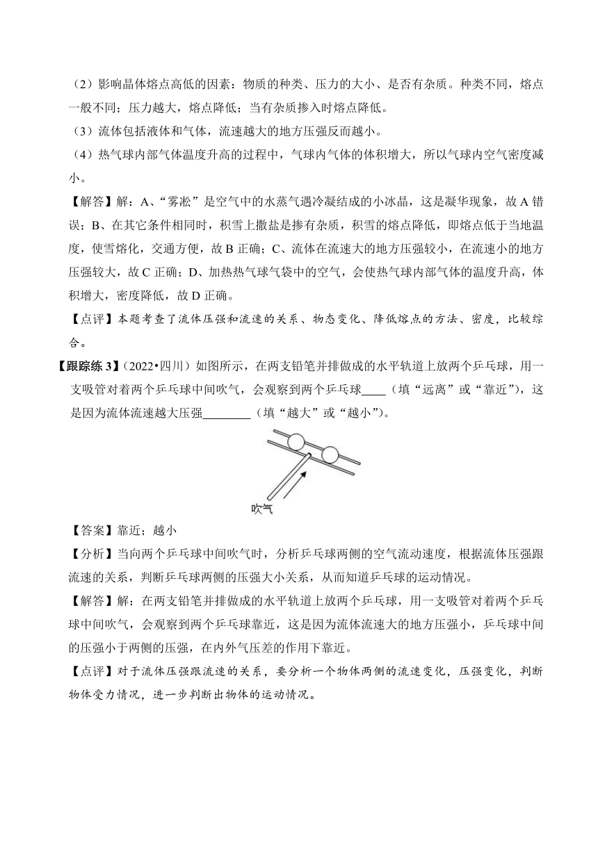 2023-2024学年八年级下册物理人教版专题10 流体压强与流速的关系讲义（含答案）