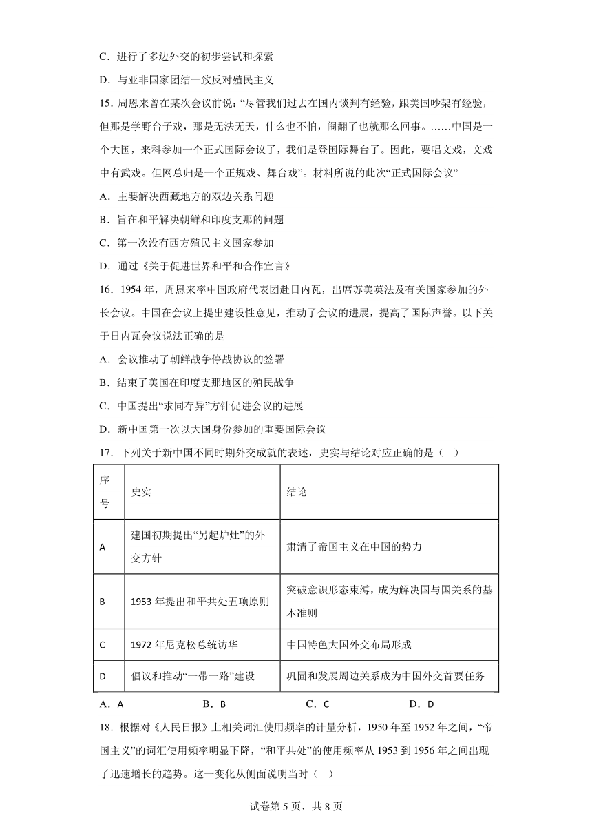 周年热点09日内瓦会议70周年-2024年高考历史二轮复习周年热点追踪分析与预测（含解析）