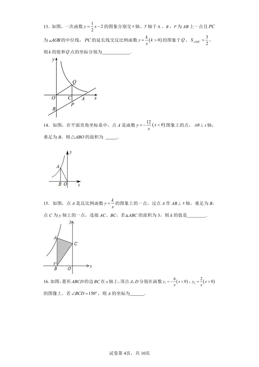 专题15反比例函数考前必刷真题精选 （含解析）苏科版数学八年级下学期