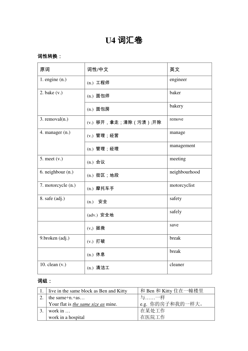 Module 2  Unit 4 Jobs people do词汇卷词组及默写 牛津上海版（试用本）七年级英语上册（含答案）