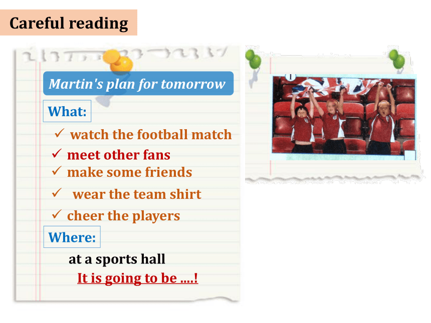 Module 3 Making plans Unit 2 We're going to cheer the players. 课件（外研版七年级下册）