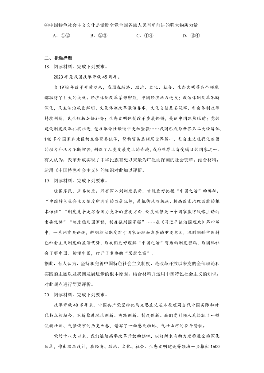 第三课只有中国特色社会主义才能发展中国练习-2024届高考政治一轮复习统编版必修一（含解析）