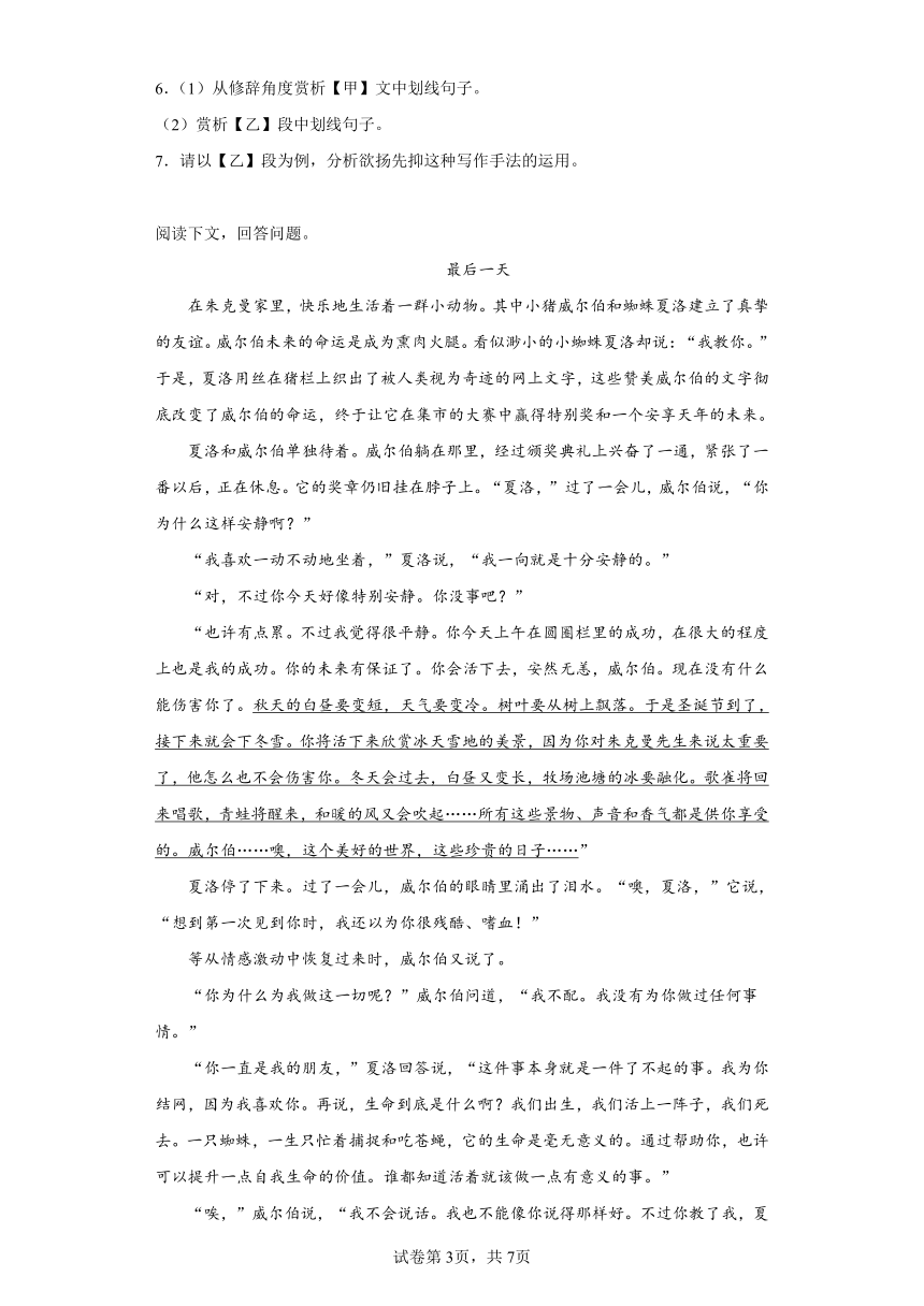 2024年中考语文七年级上册一轮复习试题（十二）（含答案）