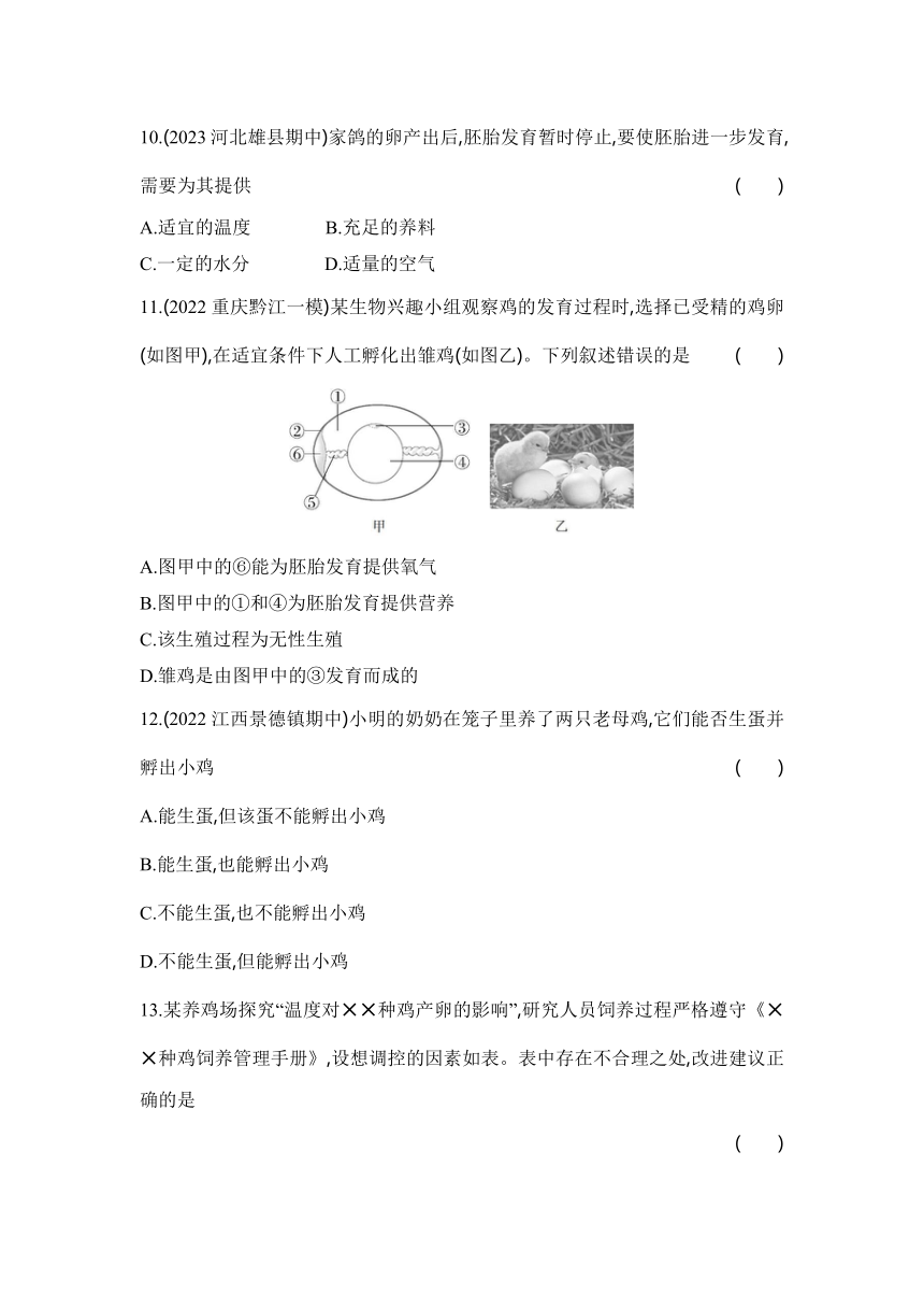 7.1.4鸟的生殖和发育同步练习（含解析）人教版八年级下册生物