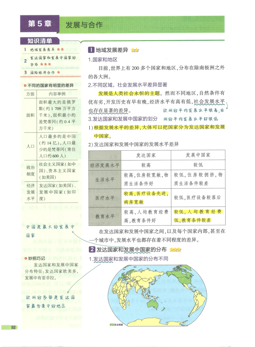 【知识清单】1-世界地理(上) 第5章 发展与合作-2024中考地理总复习-人教版（pdf版）