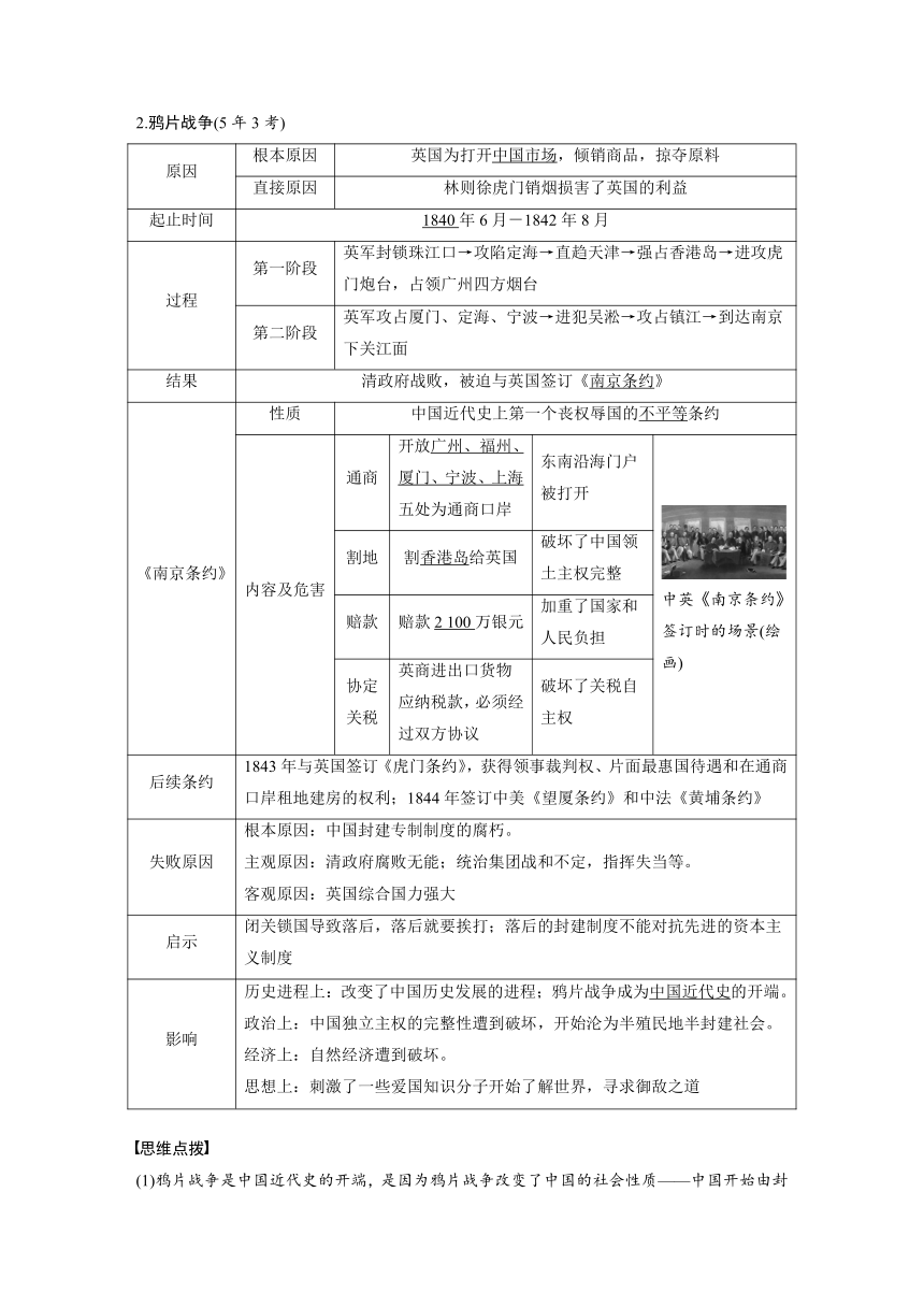 第八单元　中国开始沦为半殖民地半封建社会  学案（含答案） 2024年广东省中考历史一轮复习