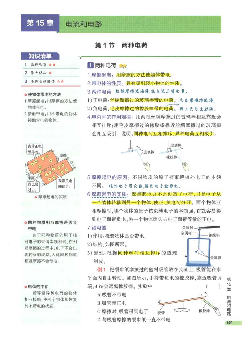 【知识清单】第15章 电流和电路-2024中考物理总复习-人教版（pdf版）