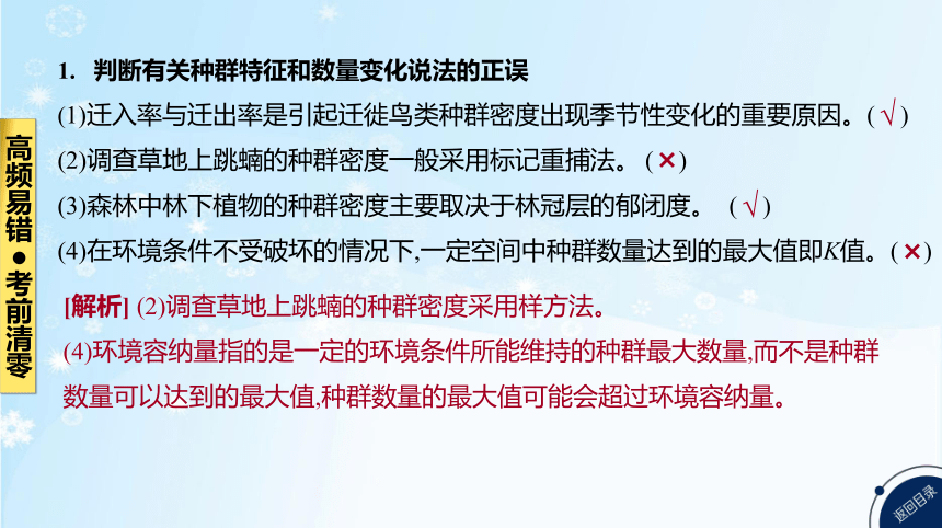 高考生物二轮复习小专题10   种群和群落(共70张PPT)