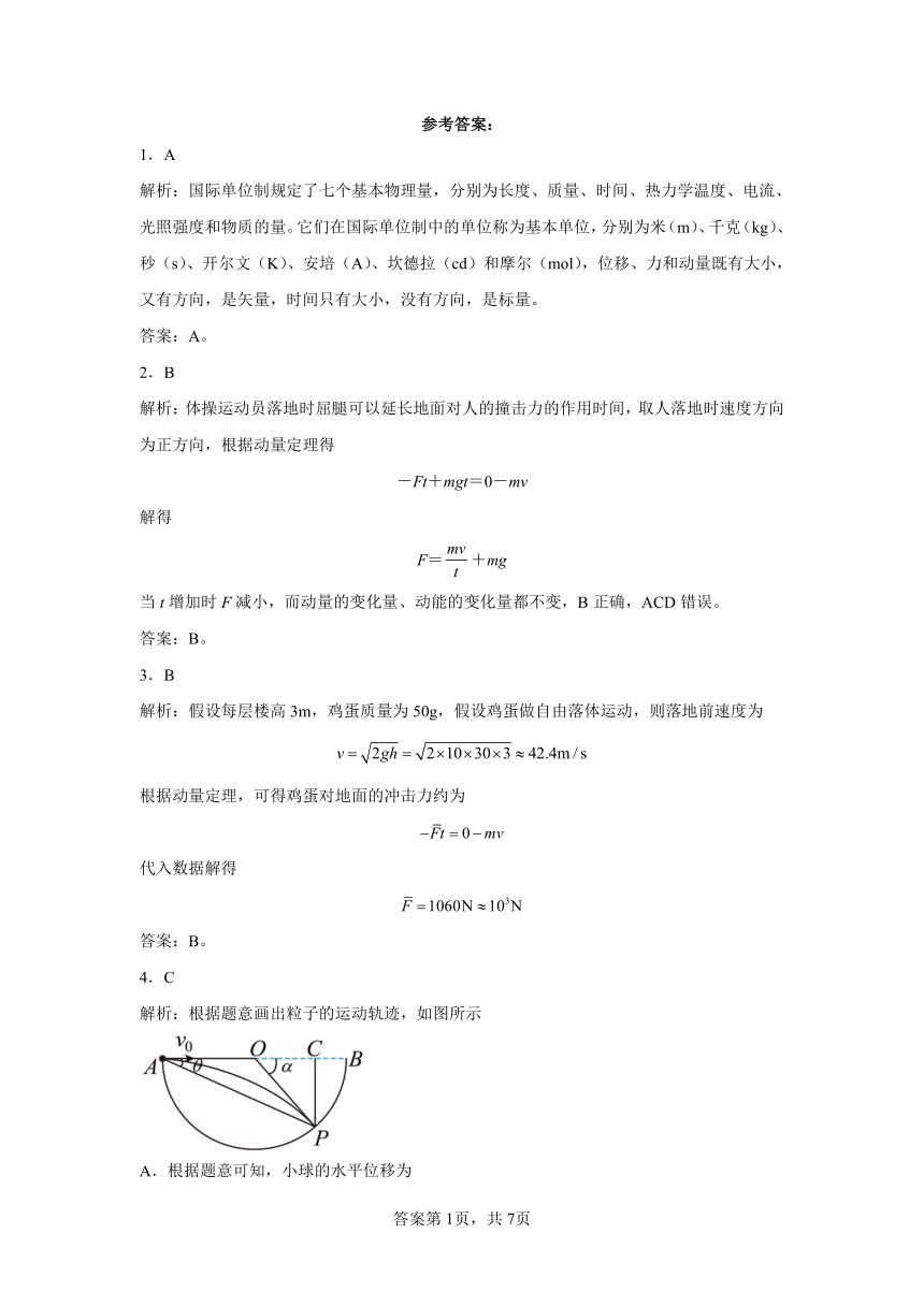 同步课时精练（一）1.1动量和动量定理（后附解析）