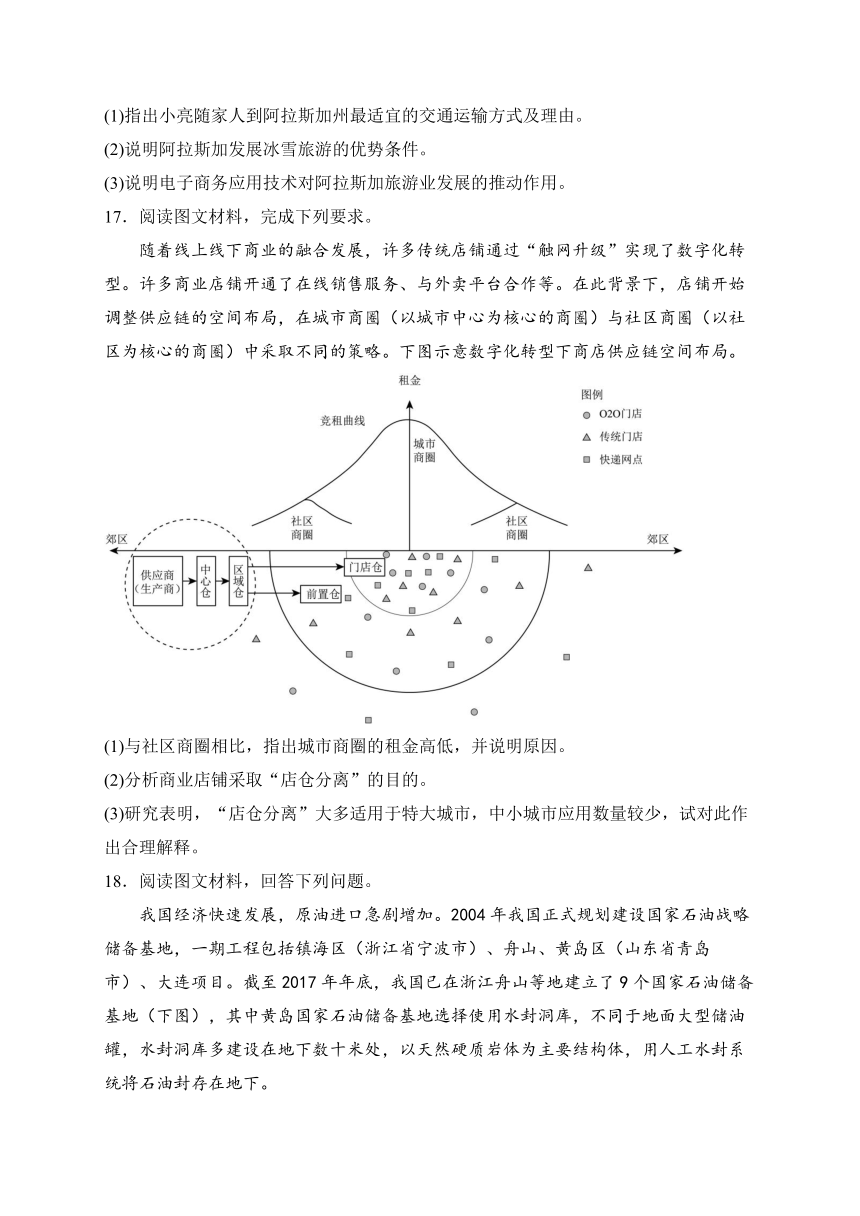 专题三 城市、产业与区域发展——2024届地理二轮复习区域发展与国家安全模块训练(含解析)