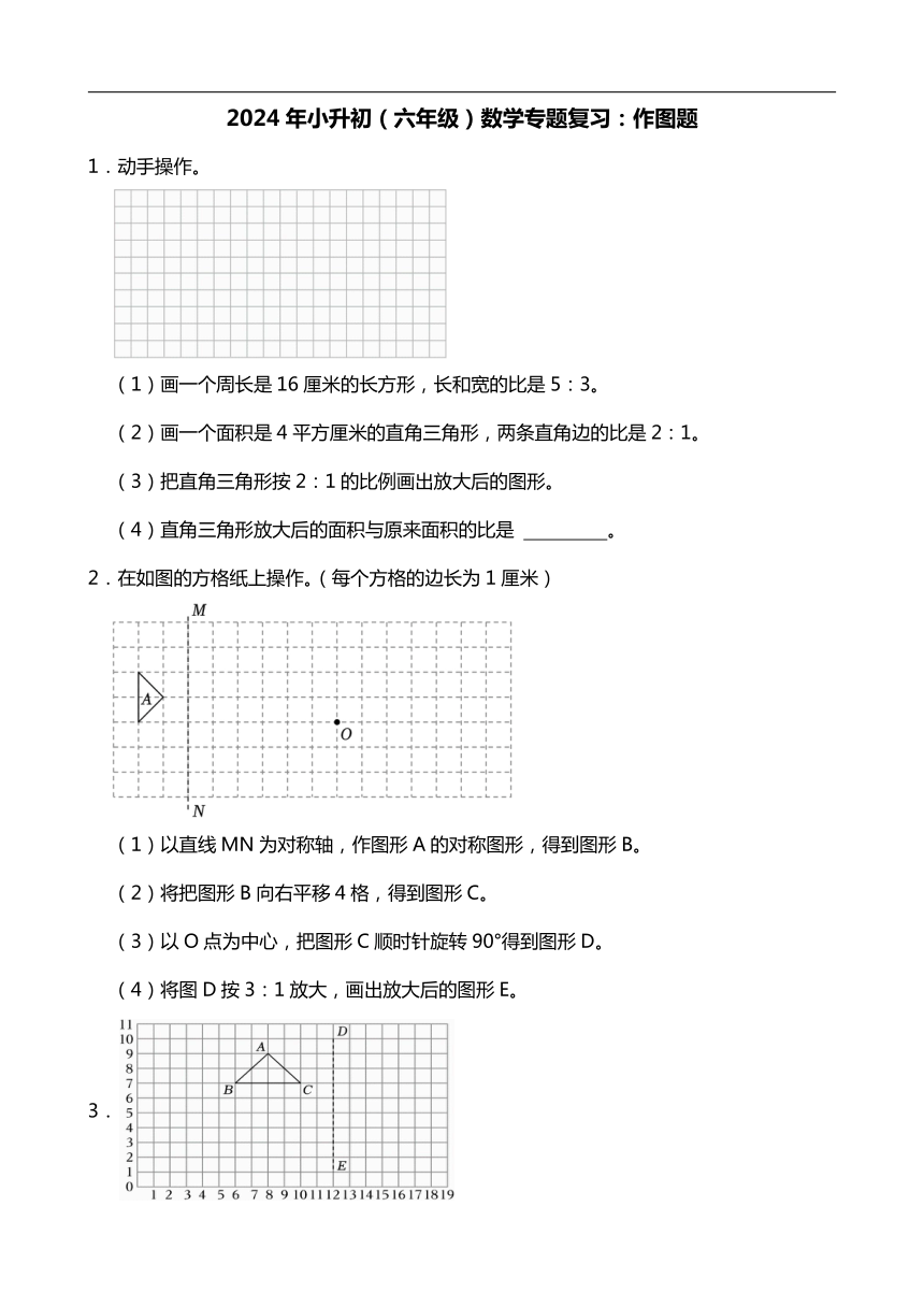 2024年小升初（六年级）数学专题复习：作图题 (附答案)