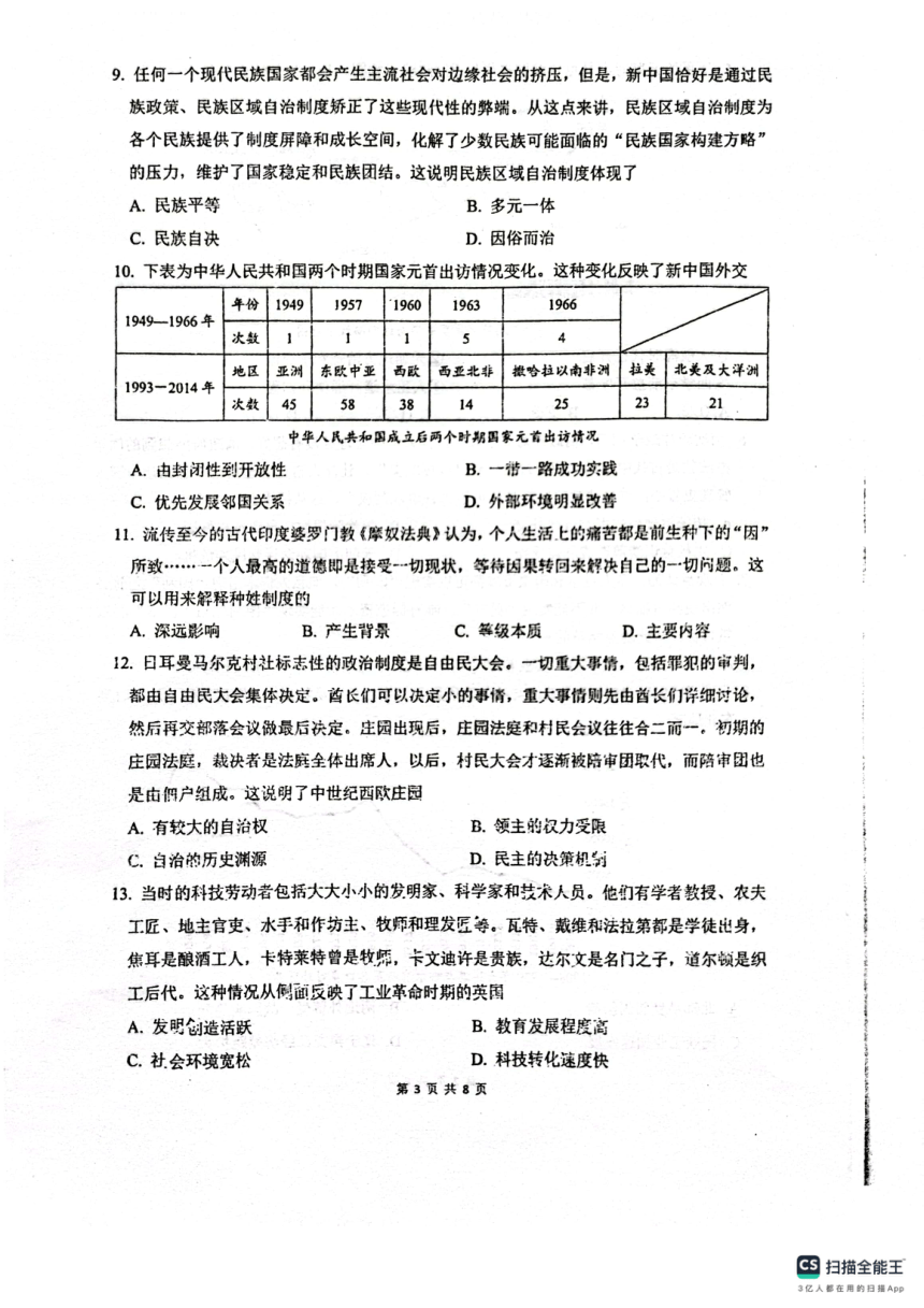 黑龙江省“六校联盟”2023-2024学年高三下学期联合适应性测试历史试题（图片版无答案）