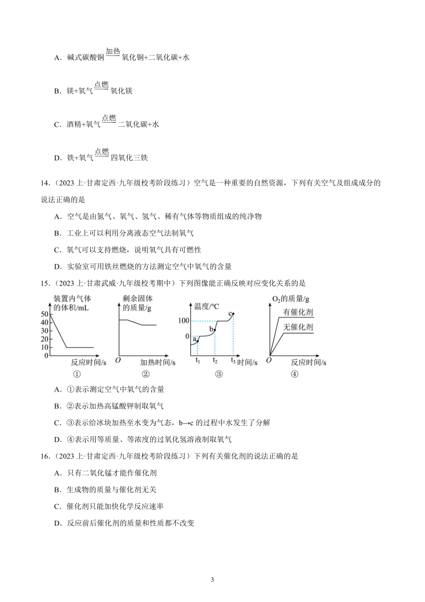 2024年甘肃省中考化学一轮复习—我们周围的空气(含解析)