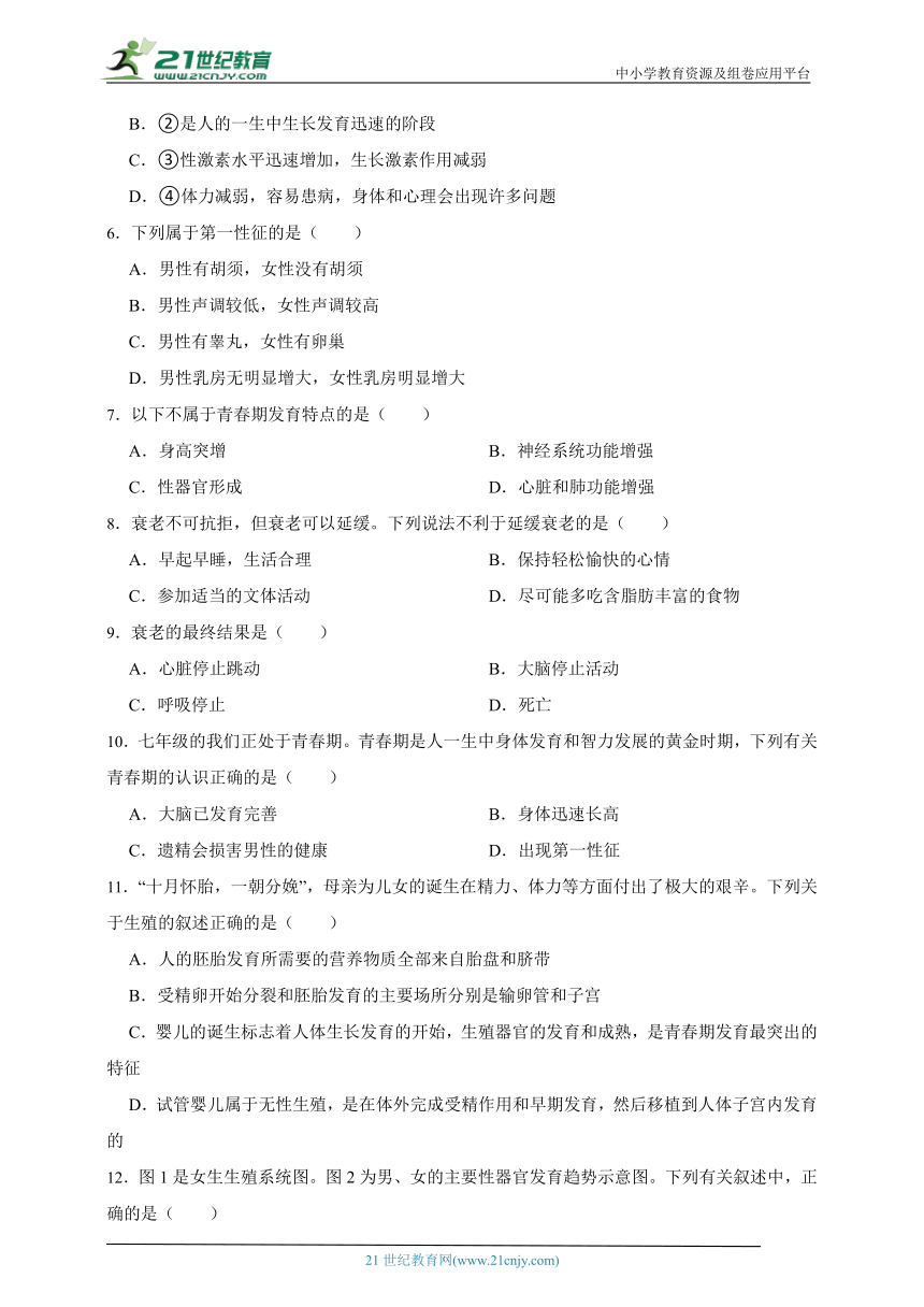 浙教版科学 七下1.2 走向成熟同步练习（含解析）