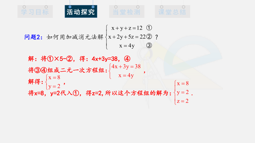 8.4 三元一次方程组的解法 课件(共28张PPT) 2023-2024学年初中数学人教版七年级下册