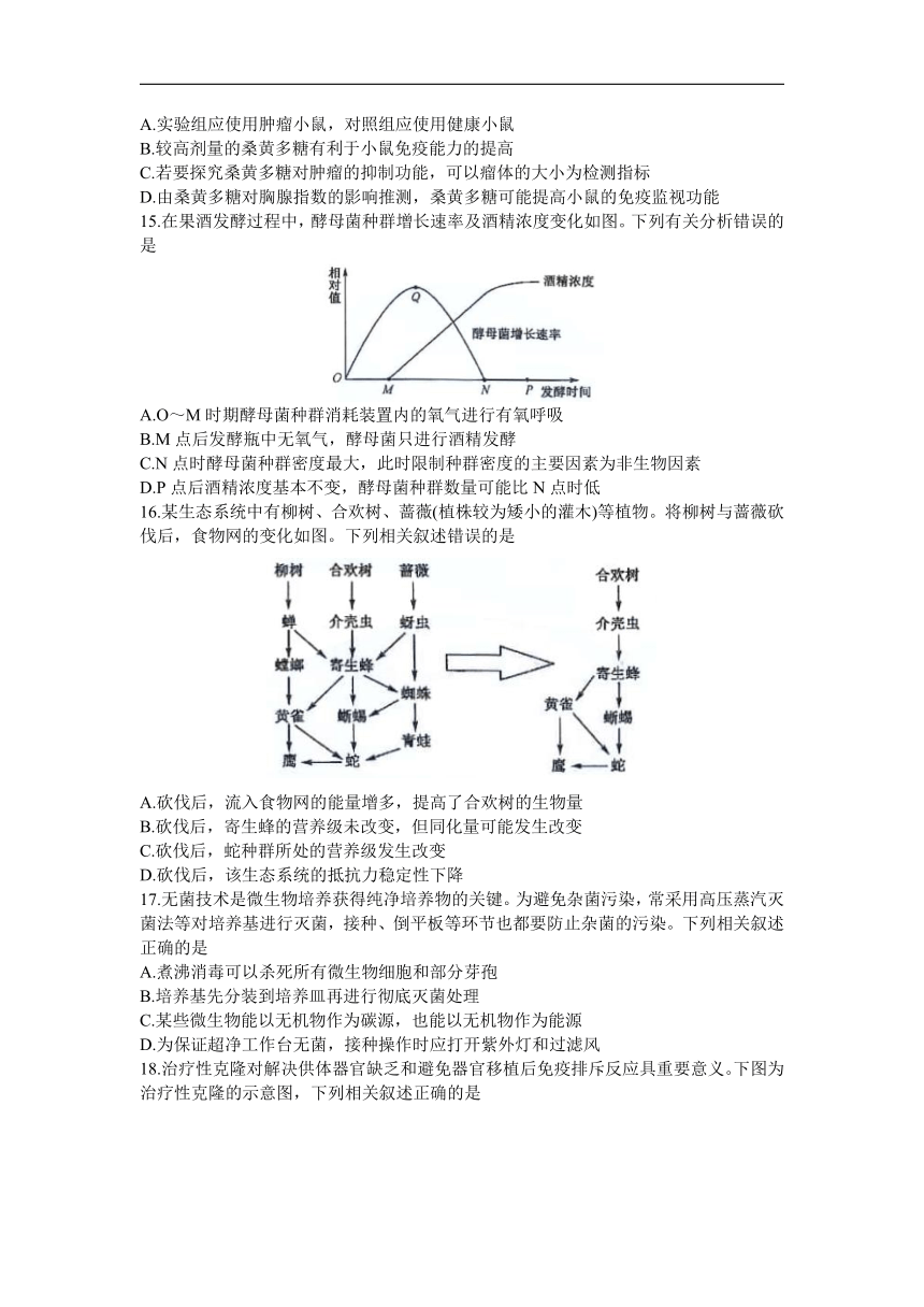 湖南省九师联盟2023～2024学年高三上学期期末考试生物试题（含答案）