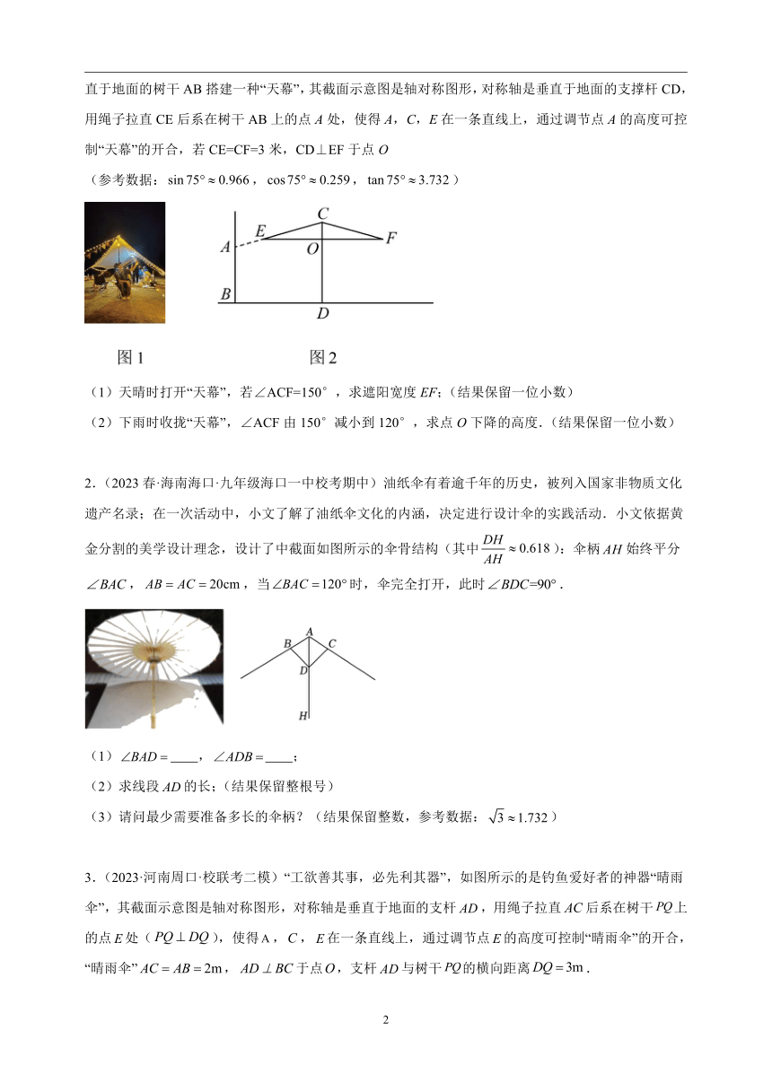 专题12 难点探究专题：解直角三角形应用与特殊几何图形的综合题-2023-2024学年苏科版九年级数学下册常考压轴题（含解析）