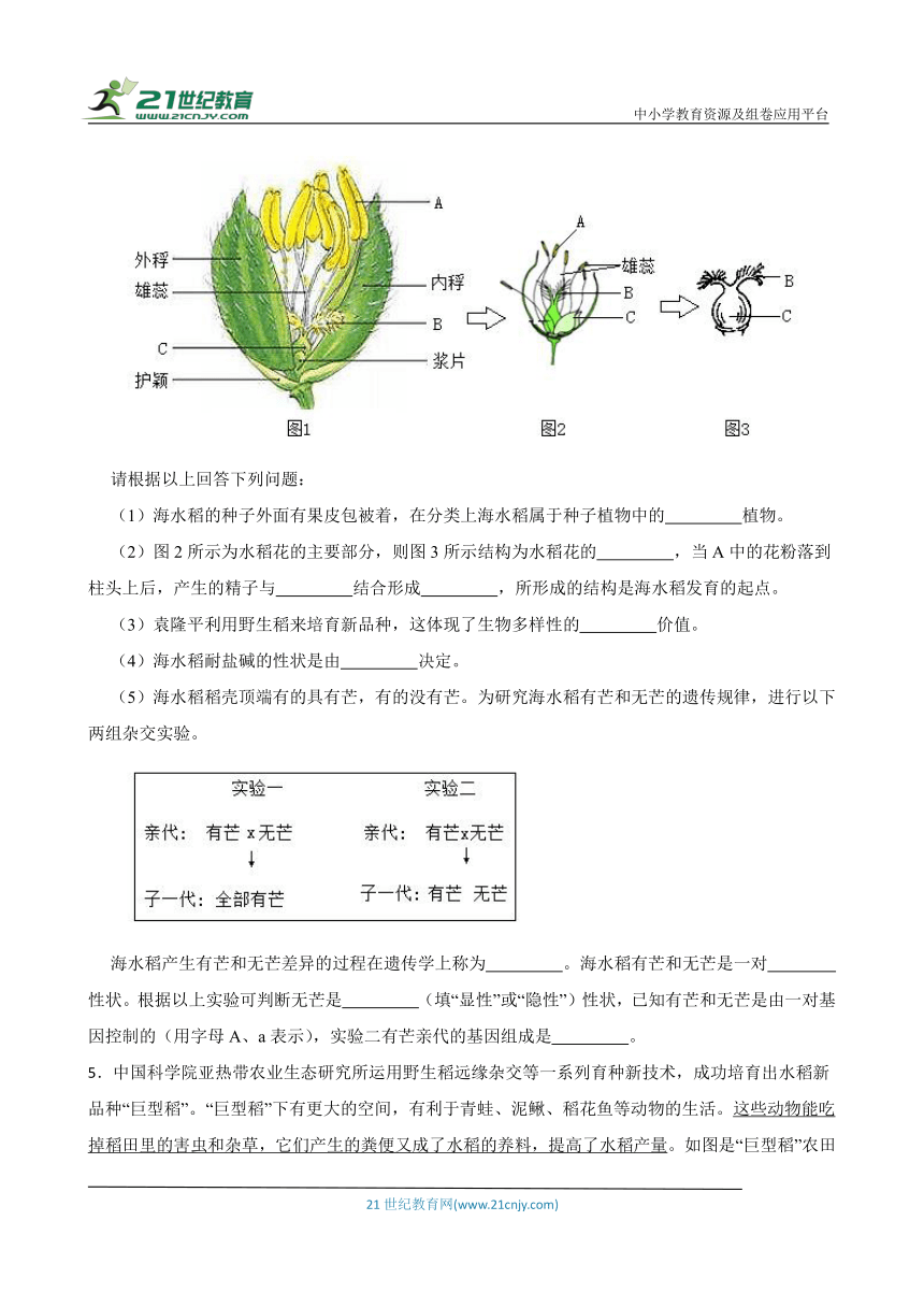 2024年中考生物读图理解专题复习：生物的多样性与保护（含答案）