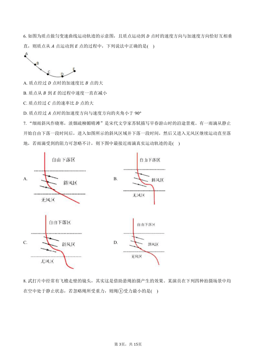 2023-2024学年湖南省衡阳市衡阳县第二中学高一（下）开学小测物理试卷（A卷）（含解析）