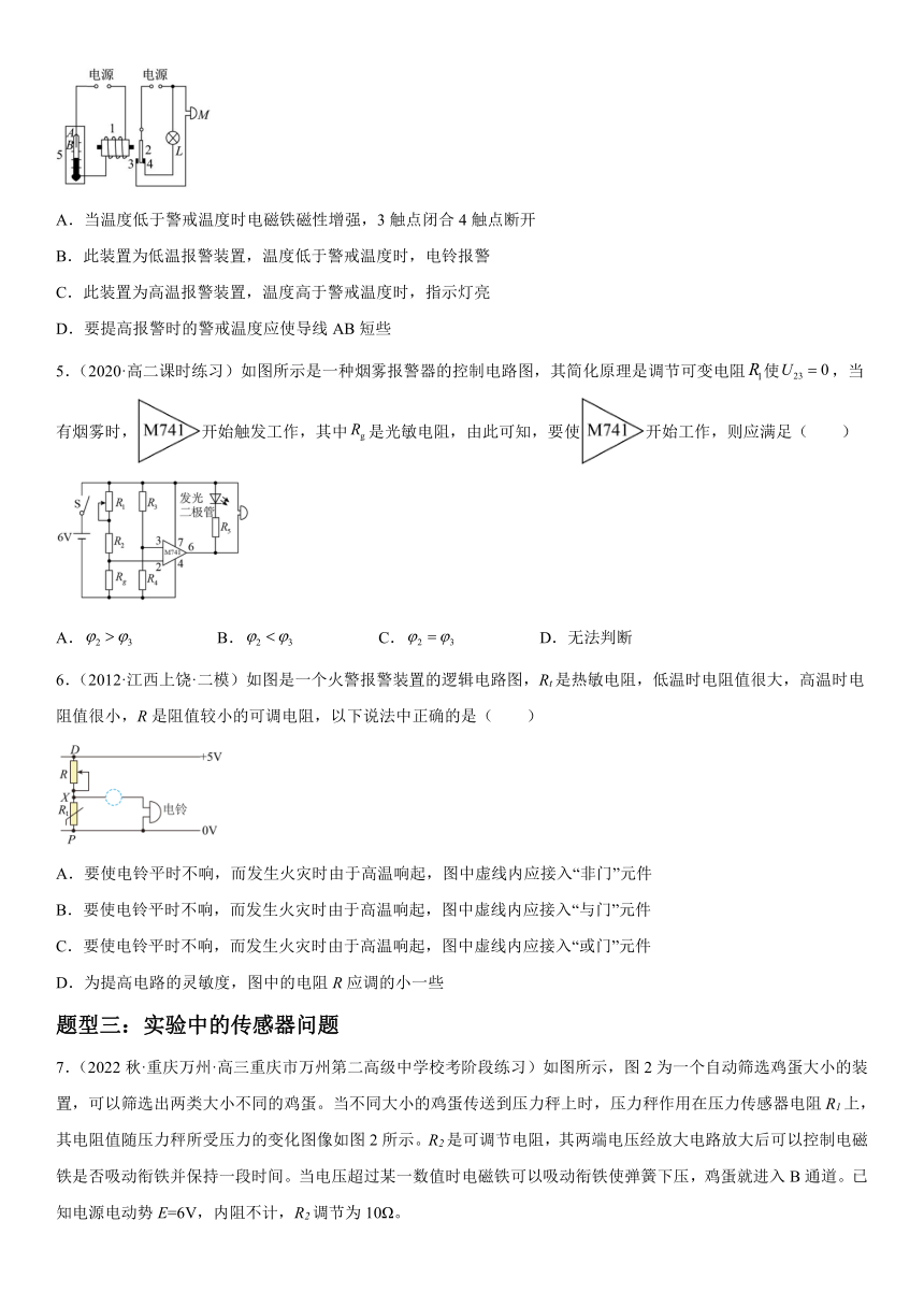 人教版2019选择性必修第二册高二物理精讲与精练高分突破考点专题 5.3 利用传感器制作简单的自动控制装置（含解析）