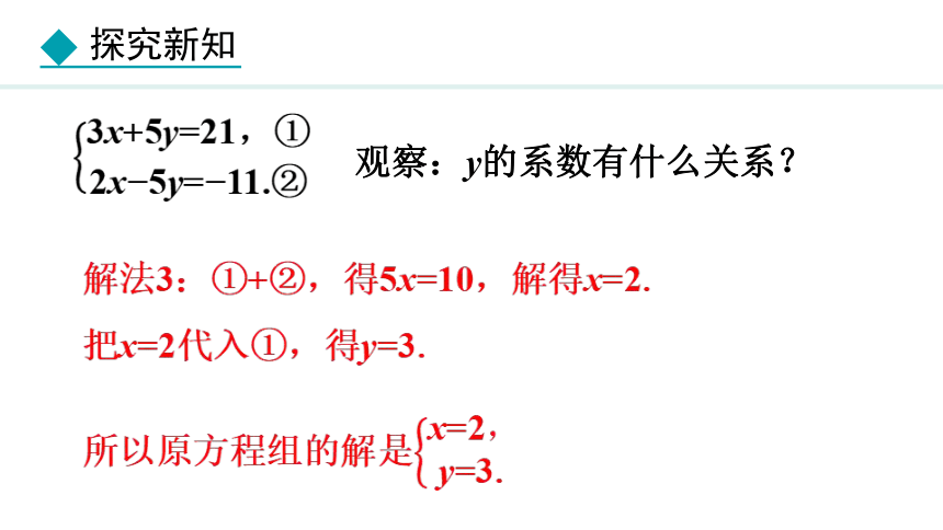 冀教版数学七年级下册6.2.3用加减消元法解方程组 课件（共32张PPT)