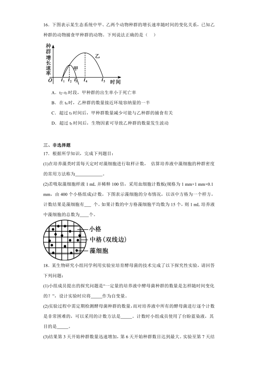 第1章 种群及其动态 章节测试（解析版）