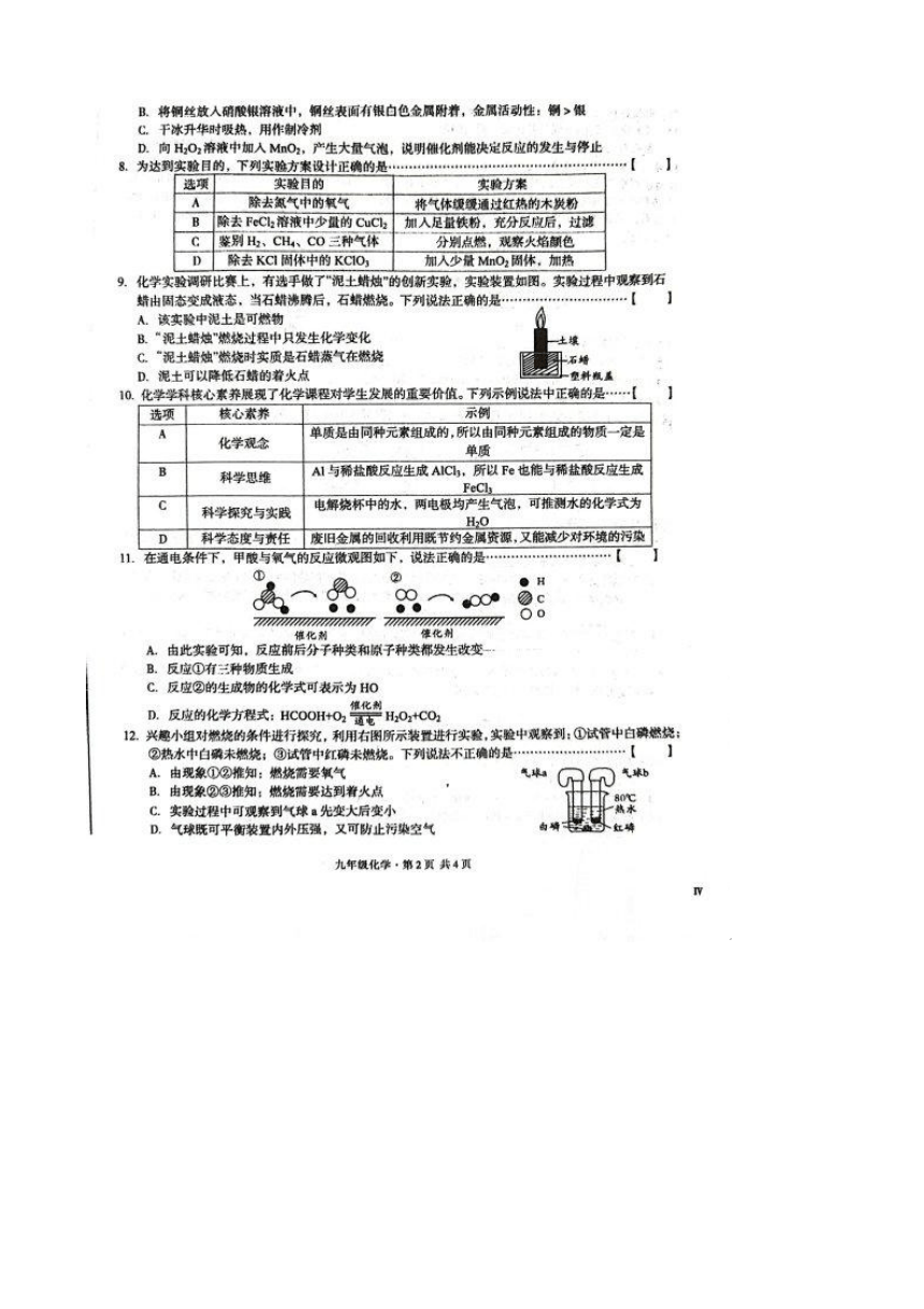 安徽省亳州市利辛县_2023-2024学年九年级下学期开学考试化学试题（PDF含解析）