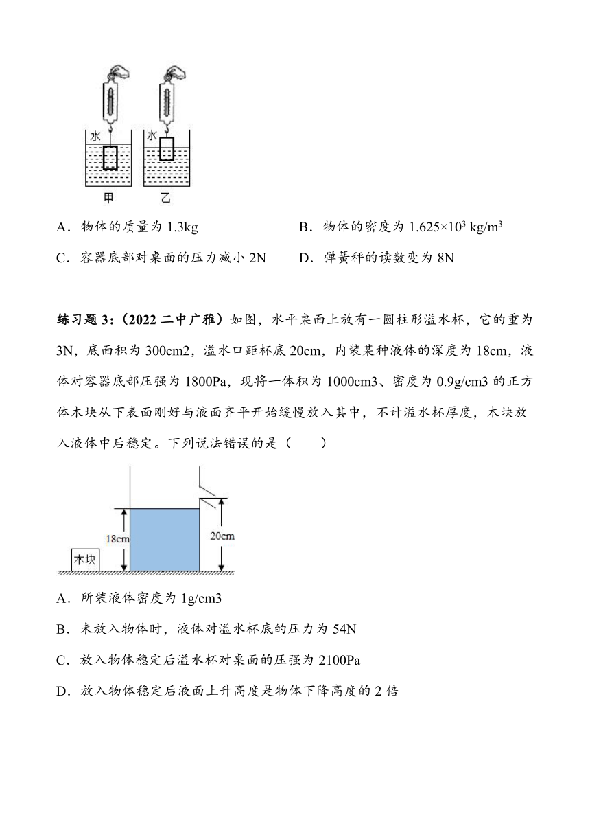 2023~2024学年湖北省武汉市四月调考物理复习专题——浮力（含答案）
