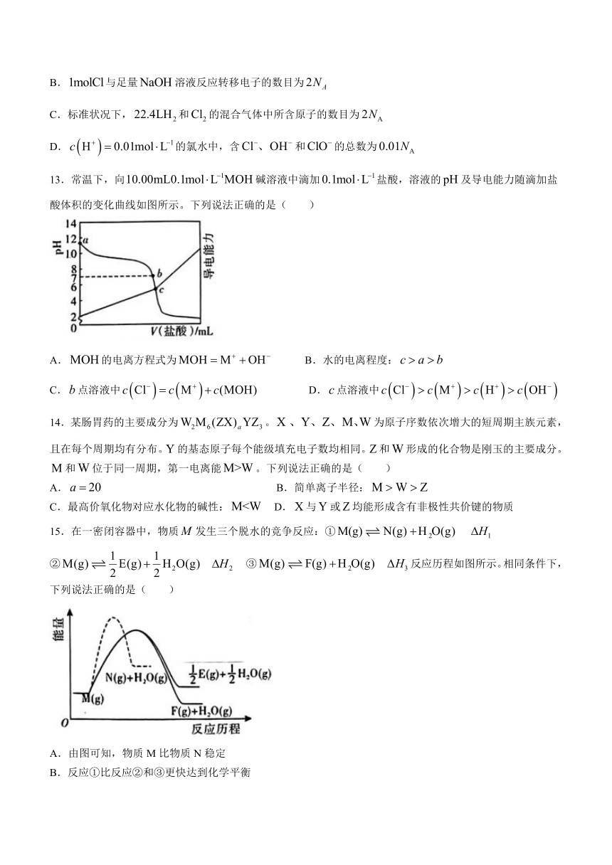 2024届广东省江门市等5地高三下学期一模化学试题（含答案）