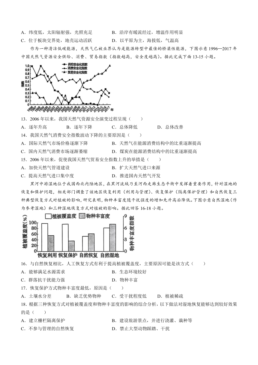 山东省临沂市兰山区临沂外国语学校2023-2024学年高二下学期3月月考地理试题(无答案)