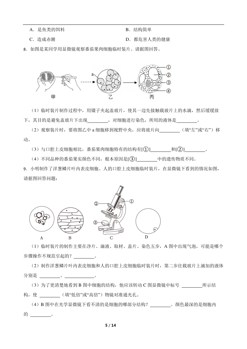 2024年中考生物专题复习：实验探究题（含答案）