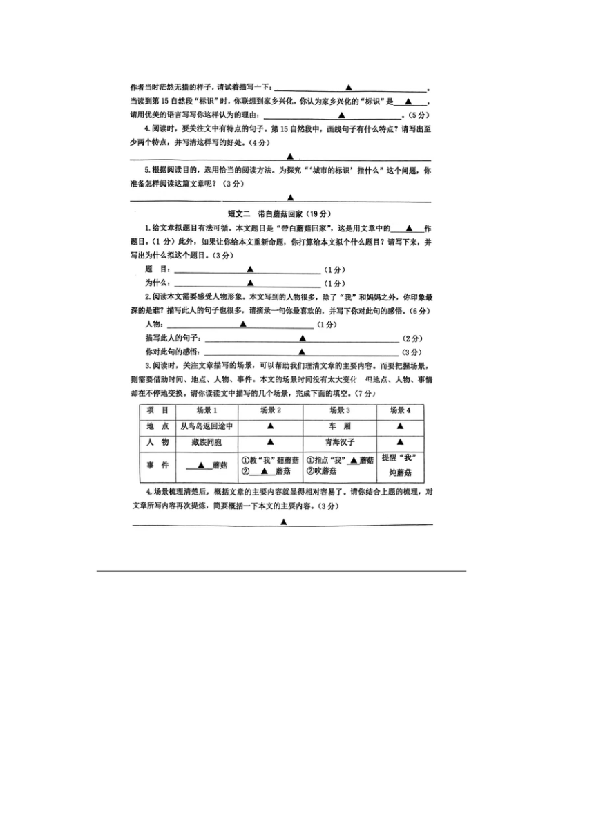 江苏省泰州市兴化市2023-2024学年六年级语文上学期期末试题（图片版 无答案）