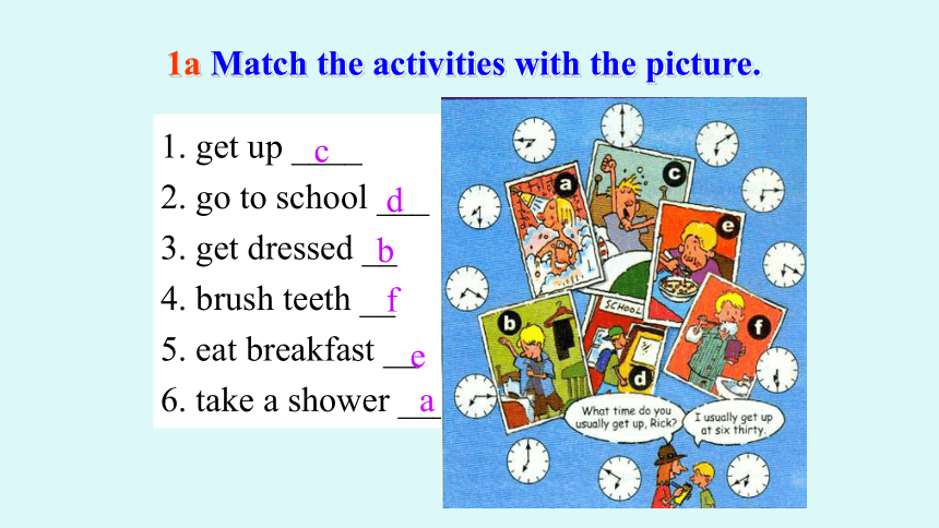 Unit 2 What time do you go to school Section A1a-2d课件(共28张PPT，无音频)人教版七年级下册