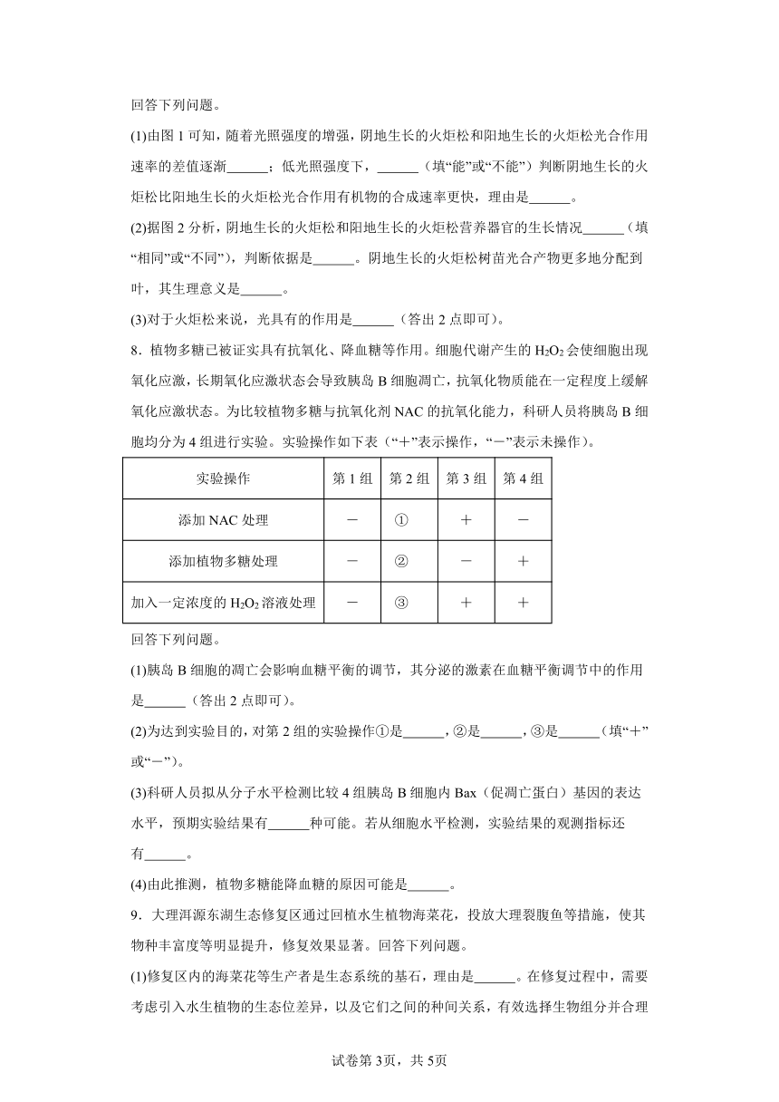 2024届云南省高三下学期一模理综生物试题（含解析）