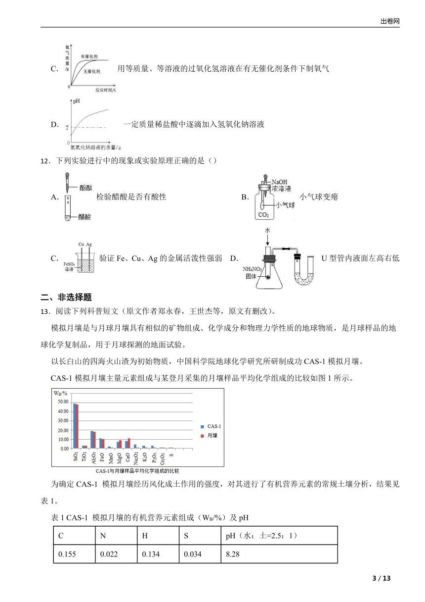 人教版九年级化学下册第十单元酸和碱单元复习题(含解析)