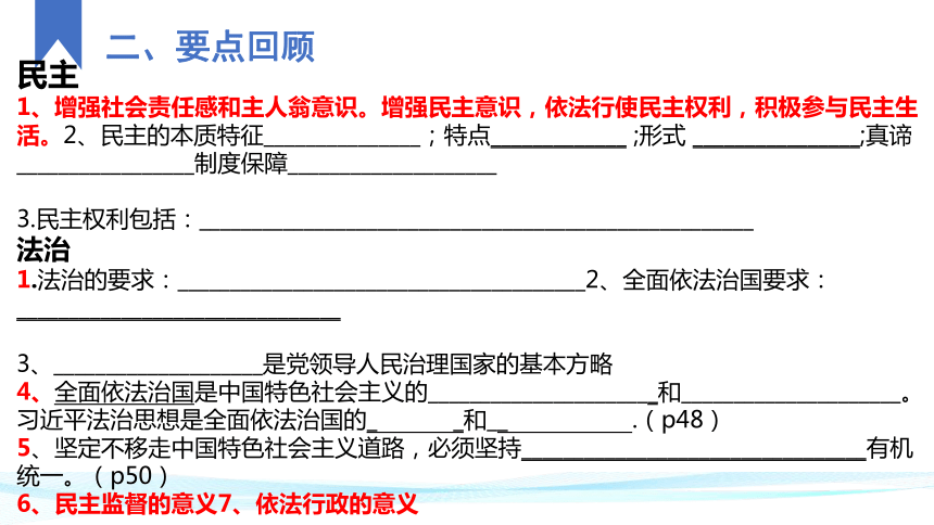 九年级上册 第二单元 民主与法治 复习课件(共12张PPT)-2024年中考道德与法治一轮复习