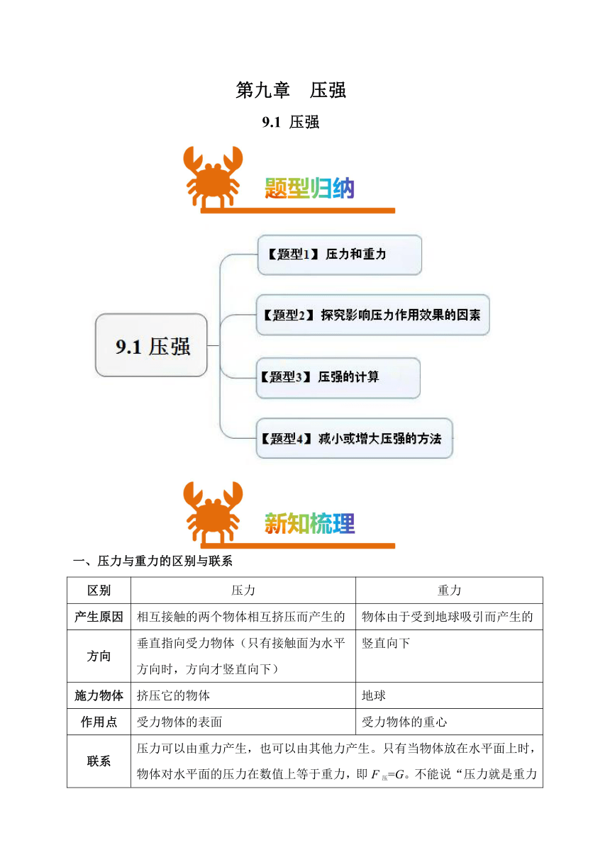 2023-2024学年八年级下册物理人教版9.1 压强讲义（含答案）