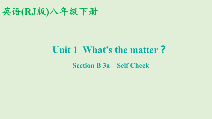 Unit 1 What's the matter? Section B 3a—Self Check 课件 (共51张PPT)2023-2024学年人教版英语八年级下册