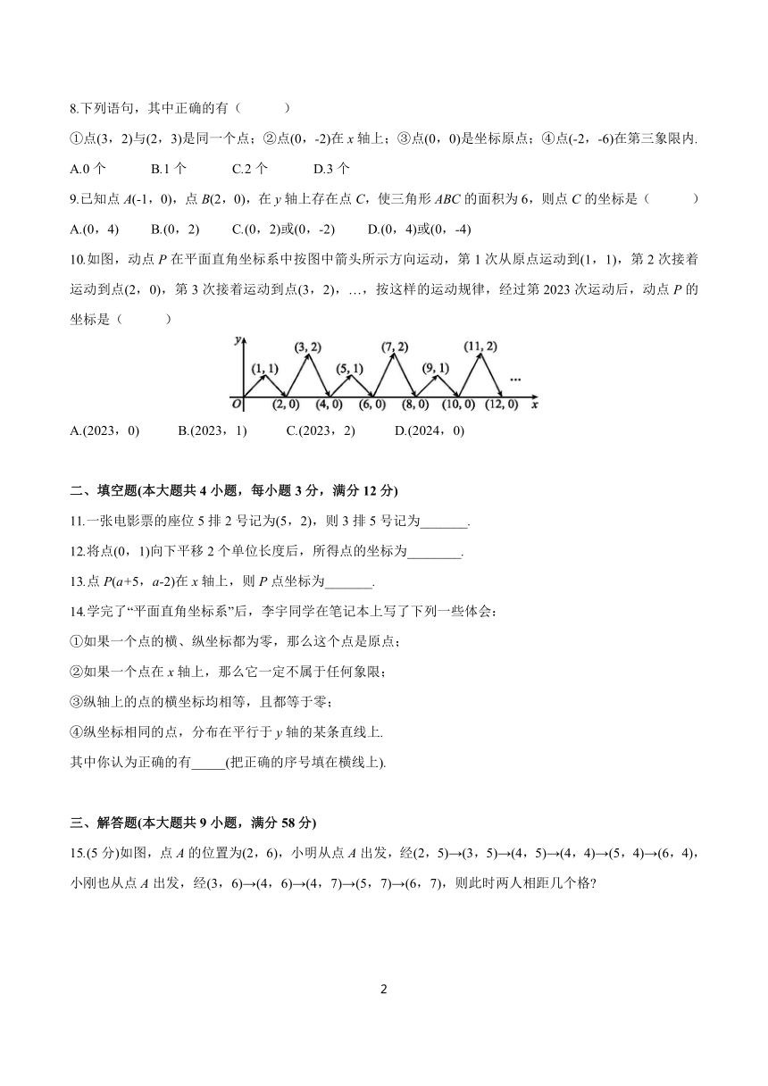 第7章 平面直角坐标系 分层作业(含答案) 2023-2024学年初中数学人教版七年级下册