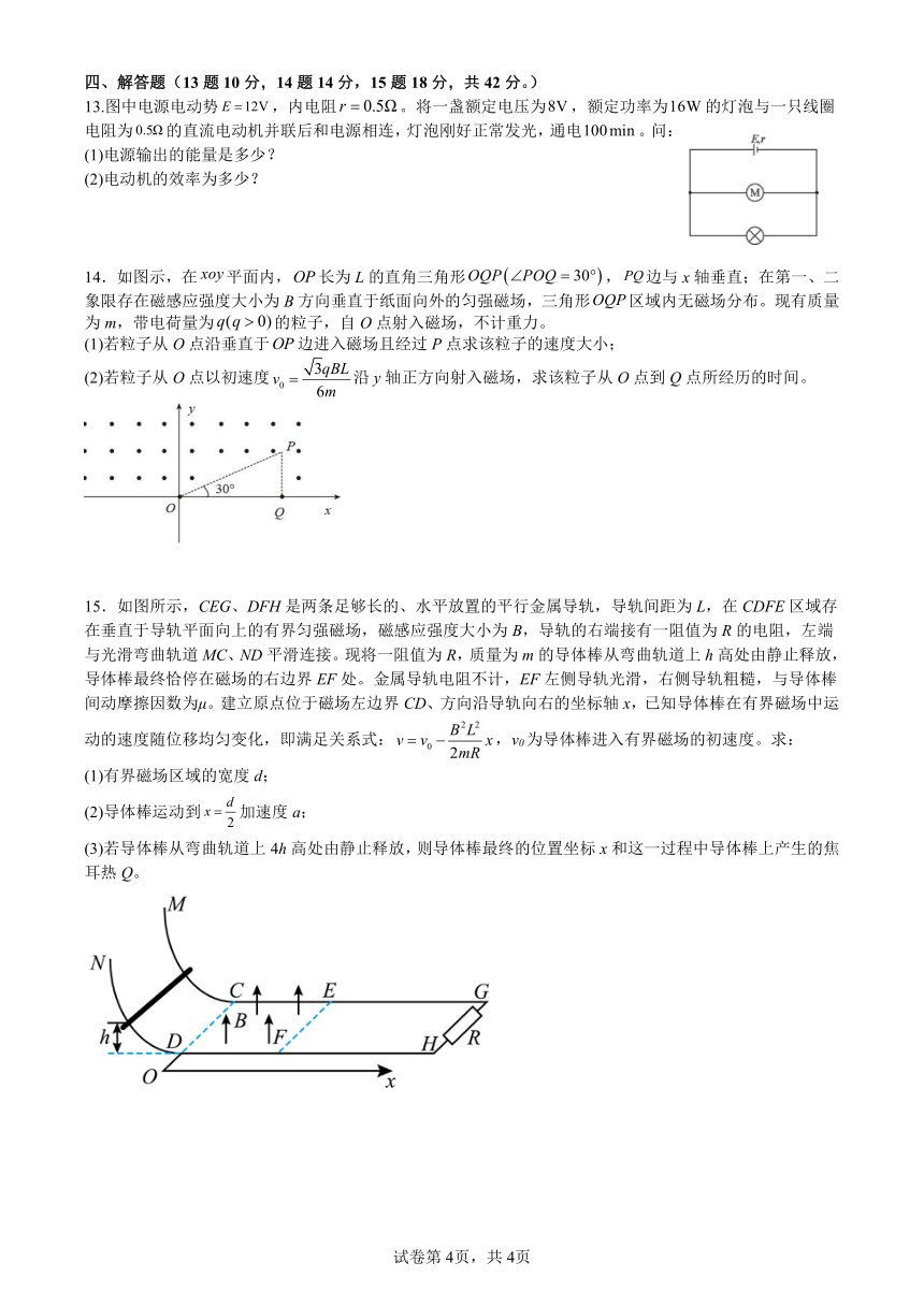 安徽省滁州市重点中学2023-2024学年高二下学期开学考试物理试卷（PDF版含答案）