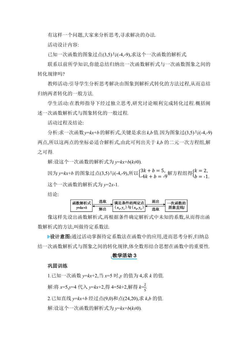 人教版数学八年级下册19.2.2.3 待定系数法确定函数解析式 教案