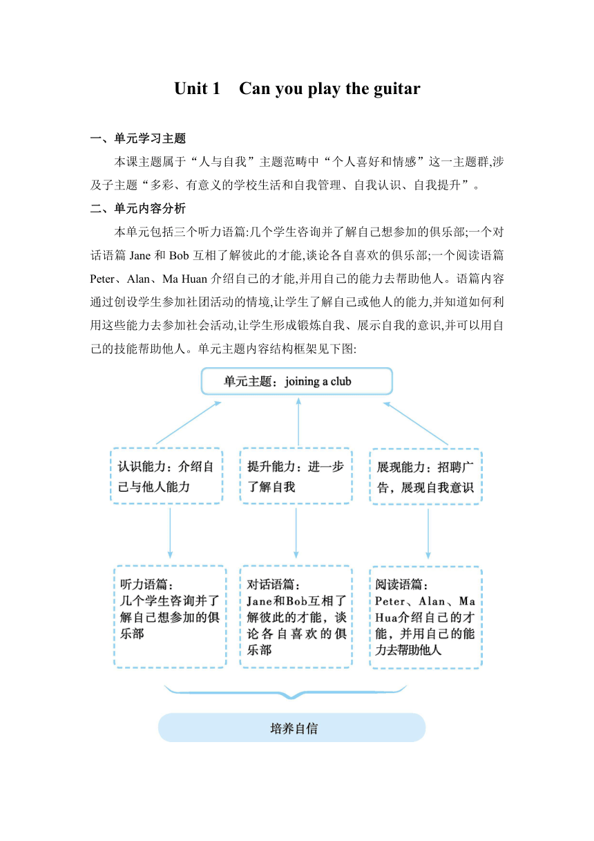 【2022新课标】Unit 1  Can you play the guitar？ Section A (1a—2d) 教案（表格式）