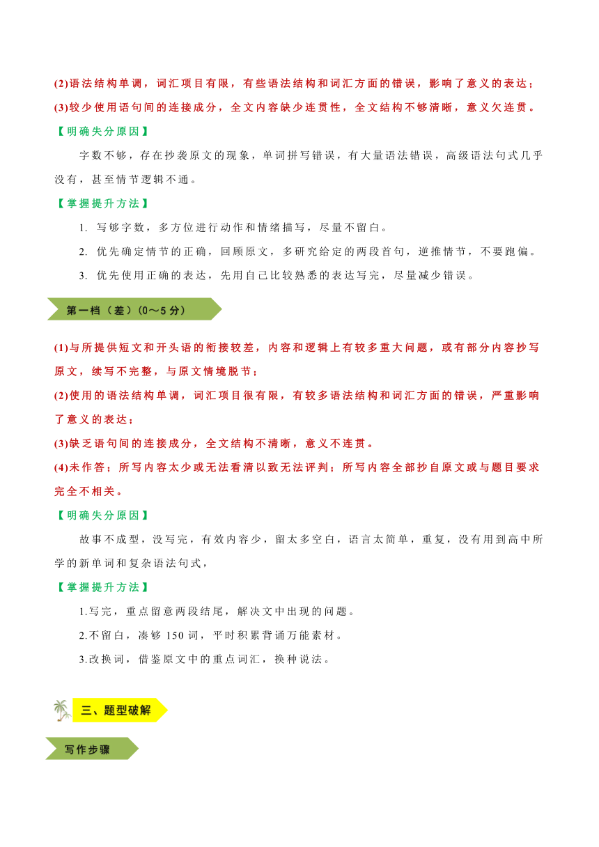 2024年新高考英语读后续写思维培优专题12  如何突破评分档次素材