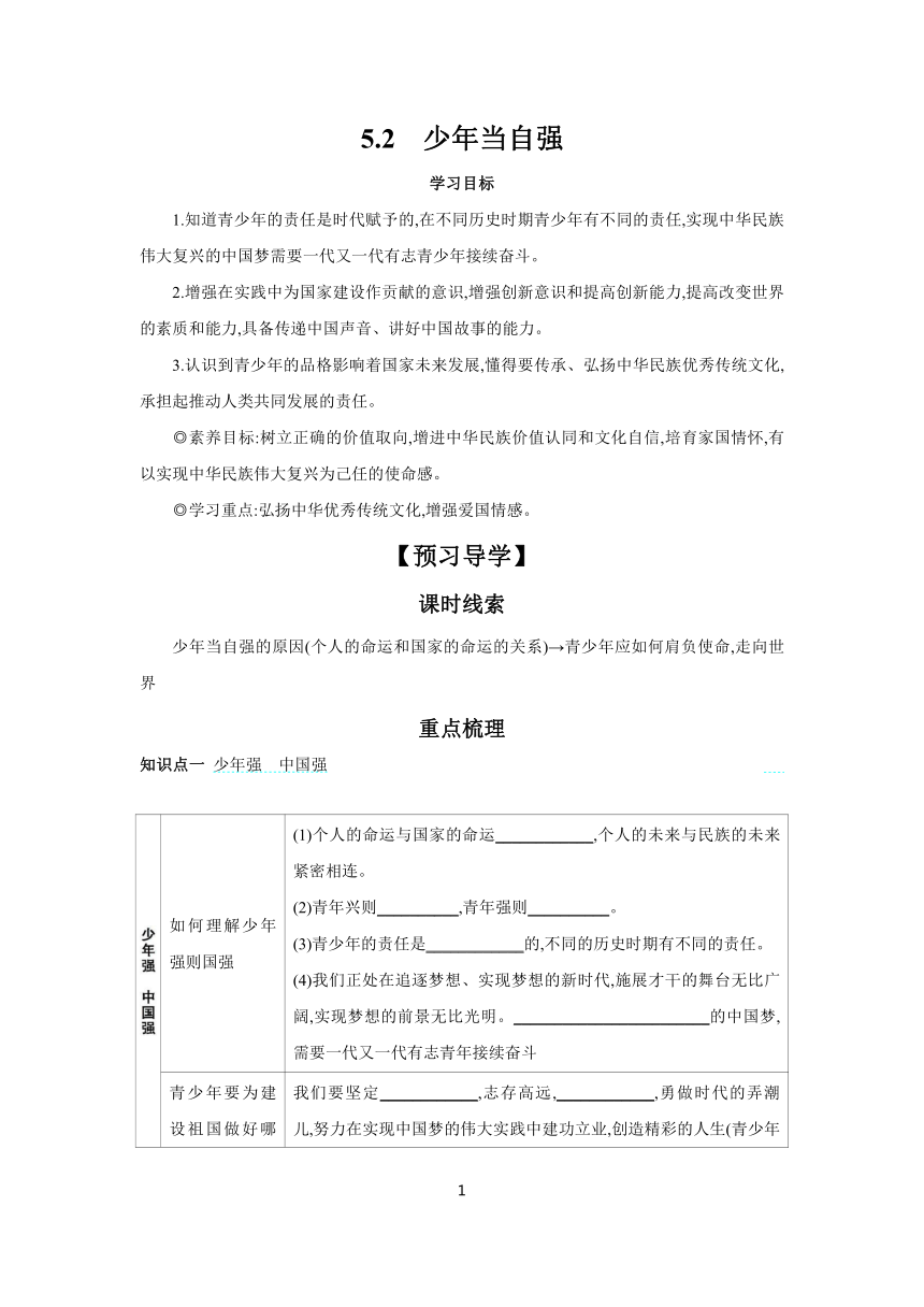 5.2 少年当自强 学案（含答案）