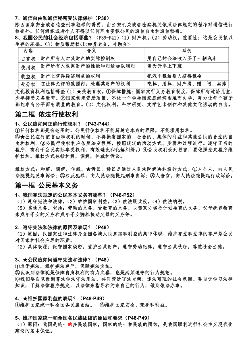 期末全册知识点总结-2023-2024学年统编版道德与法治八年级下册